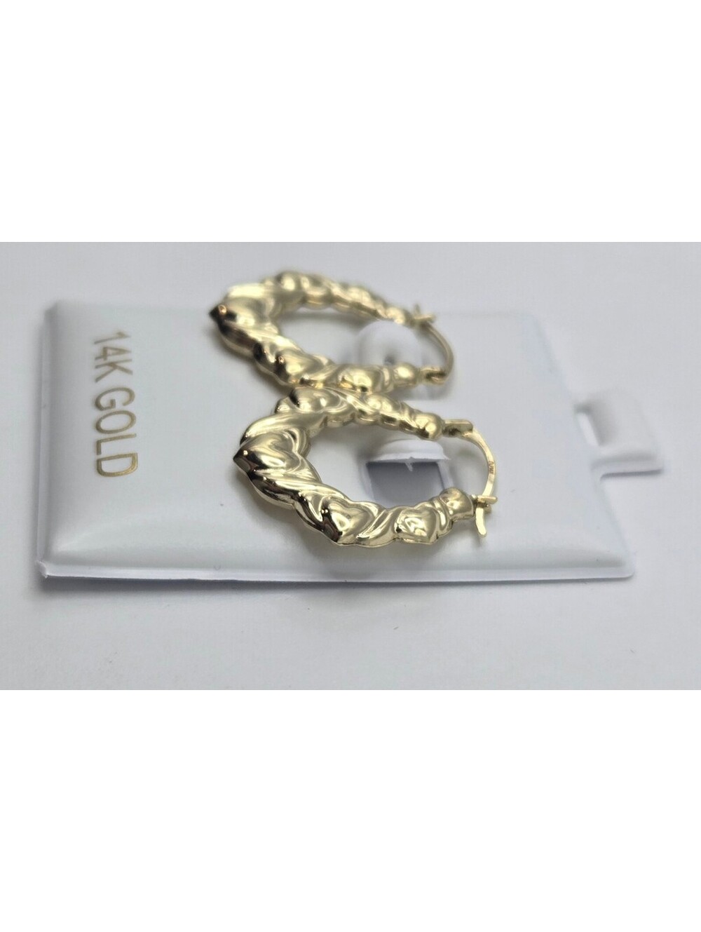 NEW 14K Gold Heart Hoop Earrings, 18.75mm, Love Hearts Yellow Gold Hoops, ITALY - Picture 5 of 9